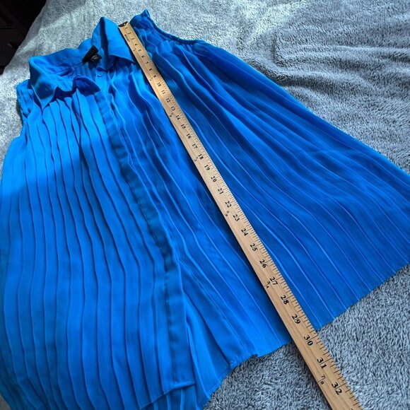 Lane Bryant Womens Top Size 24 Blue Button Up Pleated Flowy Minimalist 17801‎ - Picture 5 of 9
